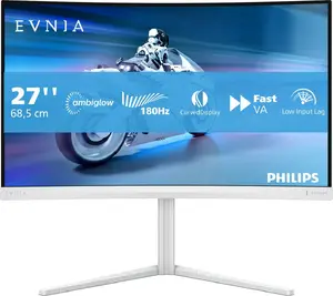 Ieliekts spēļu monitors Philips Evnia 5000 27M2C5201L/00 27 collas Full HD 1920 x 1080 Fast VA LCD 180 Hz Balts
