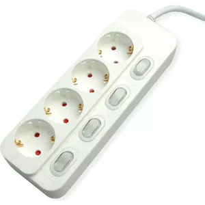Power strip VALUE 19.99.0940 — 4 outlets with switch, 1.5 m cable