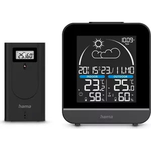 Hama La Gomera Black Grey Outdoor Weather Station Barometer Thermometer