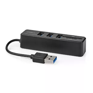 Концентратор USB 2.0 Type-A Nedis CCGB60250BK01 — 5 портов, 480 Мбит/с, кардридер MicroSD/SD, чёрный