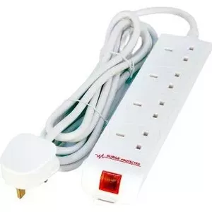Jaudas pagarinātājs Microconnect MC-UKSURGESTRIP4-5M 4 AC kontaktligzdas 5m iekštelpām balts