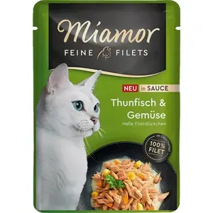 Влажный корм для кошек Miamor Feine Filets Тунец с овощами в соусе, 100 г пауч, для взрослых, монопротеин