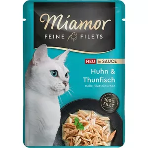 Влажный корм для кошек Miamor Feine Filets Курица с тунцом в соусе, 100 г пауч, без зерна, для взрослых