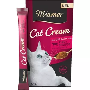 Влажное лакомство для кошек Miamor MIAMOR Cat Cream Beef 5×15 g — паста в тюбиках, 6×15 г, взрослым кошкам, влажность 87%