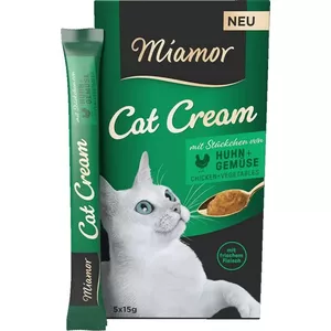 Влажное лакомство для кошек Miamor Cat Cream Курица с овощами, паста в саше 5×15 г, без глютена, без сахара