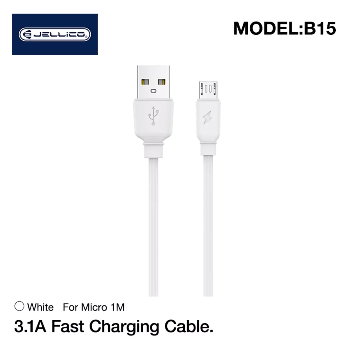 Micro USB kabelis Jellico B15 — 1 m, 3,1 A Photo 2