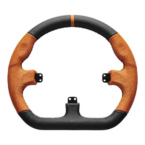 Asetek Closed D Racing Wheel Rim, 330mm, Black and Orange Leather