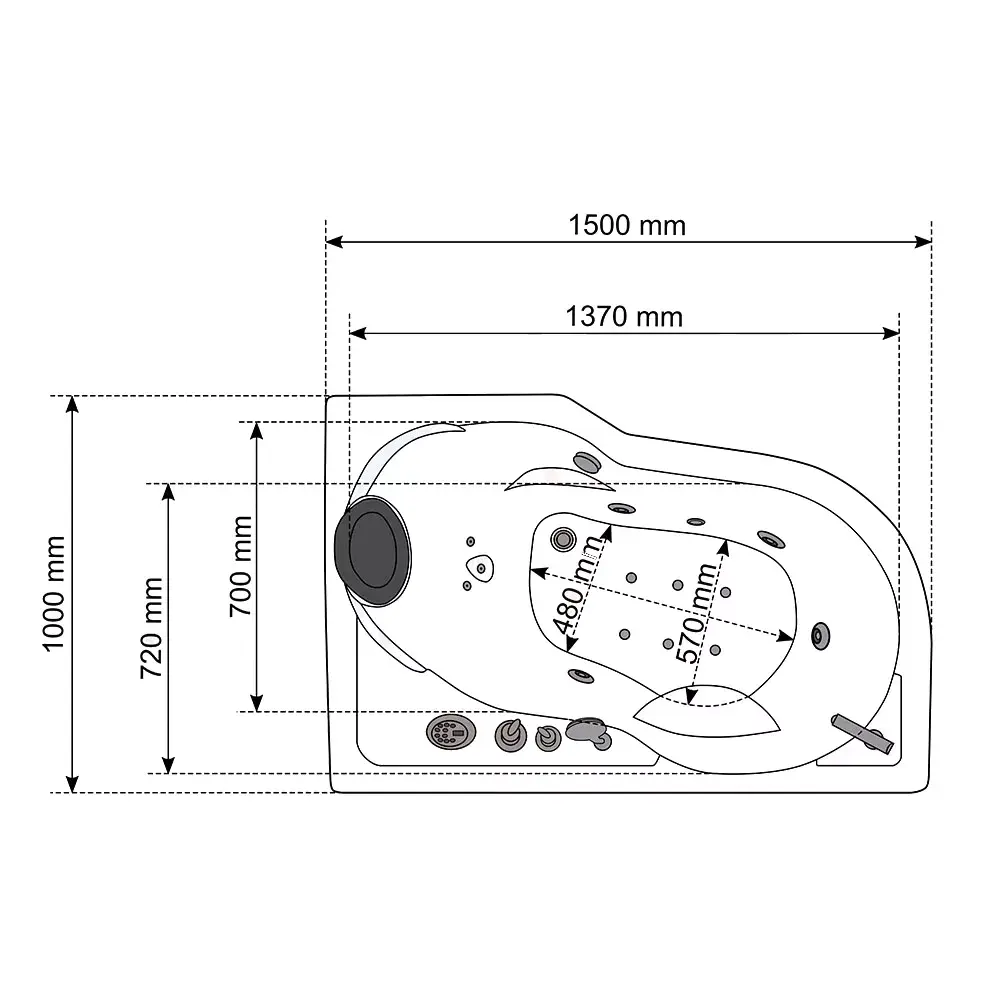 Bathtub AMUE AMO-0202 150x100 cm Photo 6