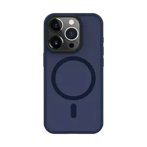 Гибридный чехол connect для iPhone 15 Pro — магнитный, PC+TPU, синий
