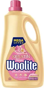 Veļas mazgāšanas līdzeklis Woolite šķidrs delikātiem audumiem un vilnai ar keratīnu 3,6 l