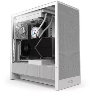 PC Case NZXT H5 Flow Midi Tower White — supports ATX/EATX/Micro ATX/Mini‑ITX, 1x3.5" + 2x2.5", front 120mm fan, 225×430×465 mm
