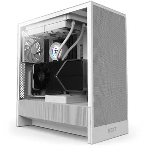 NZXT H5 Flow Midi Tower White PC Case with Tempered Glass Side Panel and Support for EATX, ATX, Micro ATX, Micro-ITX Motherboards