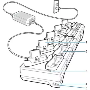 Docking Cradle Zebra WT6400 5-slot with Battery Charger, model CRD-WT64-5S5BE-01