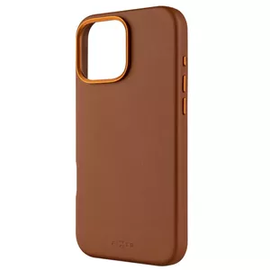 Fixed leather back cover for Apple iPhone 16 Pro Max — brown leather