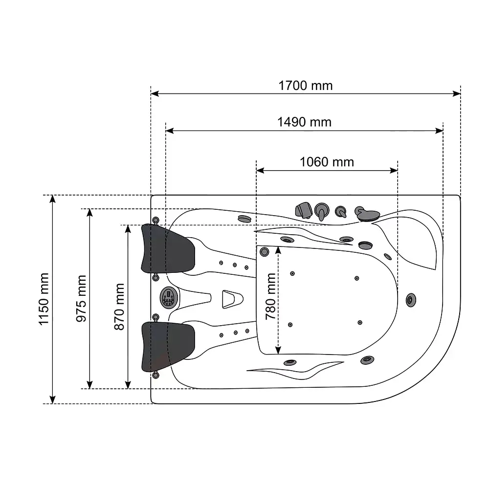 Bath AMUE AMO-0205 Double Left 170x115 cm Photo 8