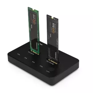 SSD Dual-Bay Docking Station extra digital HC380619 for M.2 NVMe and SATA, USB-A and USB-C