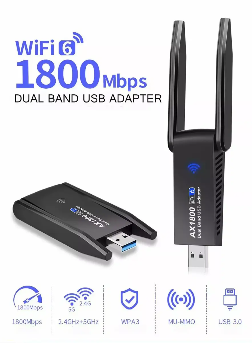 USB WiFi адаптер RoGer UBAX6 1800мб/с Photo 3