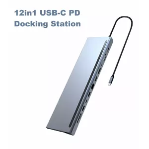 Docking station RoGer RO-DOCK12IN1PD — 12-in-1 USB-C hub with HDMI and DisplayPort