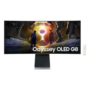 34" OLED curved monitor Samsung LS34DG850SUXDU — 3440 x 1440, 21:9, 0.03 ms, built-in speakers, USB hub, VESA, height adjustable, silver
