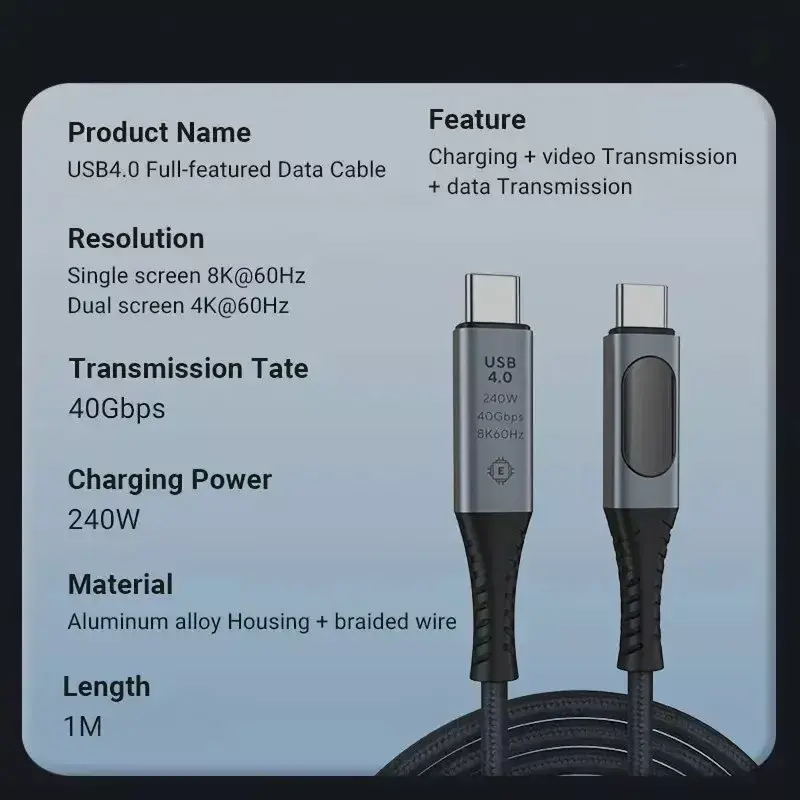 Кабель USB-C RoGer PD240V 40Gbps 8K60Hz Photo 5