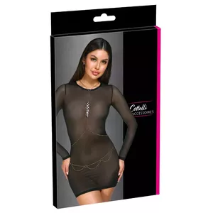 Body chain cottelli collection 24504296001, gold finish, adjustable decorative torso jewelry with hologram gems