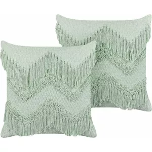 Decorative cushion Beliani BACOPA 45 x 45 cm, cotton cover, light green
