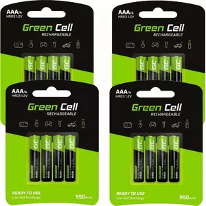 Rechargeable AAA Ni-MH Batteries Green Cell GR12 — 16-pack, 950 mAh
