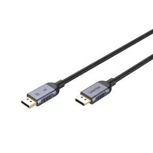 DisplayPort cable Unitek C1628GY01-5M 5 m, DisplayPort 2.1, 7680×4320@240Hz, DSC 1.2, HDCP 2.3, tinned copper, male–male, round cable