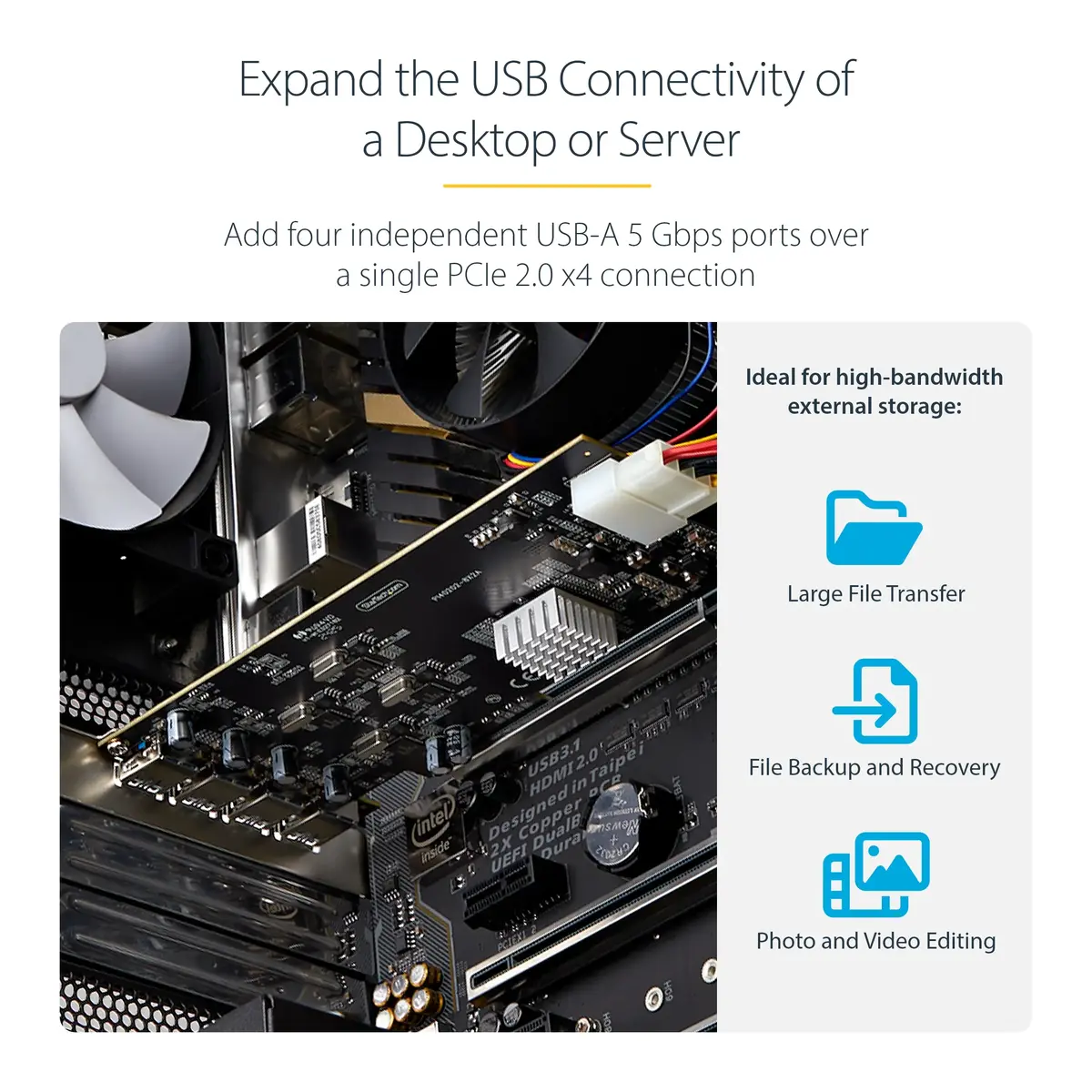 StarTech P5Q4A-USB-CARD 4-портовая карта USB PCIe Photo 7