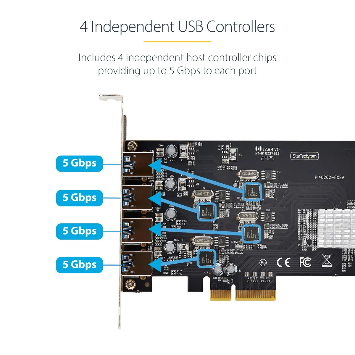 StarTech P5Q4A-USB-CARD 4-портовая карта USB PCIe Photo 8