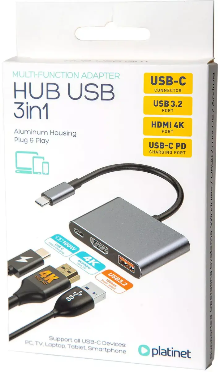 PLATINET 45984 multimedia adapter 3in1 USB Type‑C Photo 4