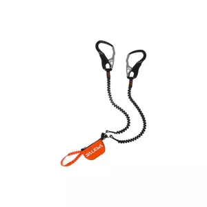 Шнур-петля SALEWA Ergo tex‑black‑orange — эргономичный текстильный страховочный/утилитарный лэньярд, чёрно‑оранжевый