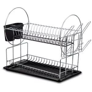 Tray Dryer NAVA GR0210-186-110 stainless steel dish drainer 50×36×23.5 cm with plastic tray, removable cutlery holder