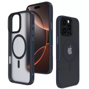 Back Case Mocco Signature for Apple iPhone 16 Plus MagSafe Black — protective MagSafe-compatible phone back cover