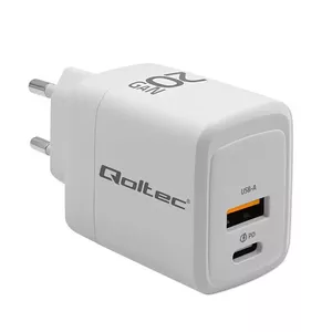 GaN Charger QOLTEC 51823 20W USB power adapter, 5V/20V output