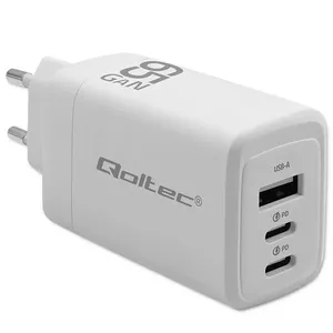 Сетевой GaN‑зарядный QOLTEC 51822 65W 2×USB A 2×USB‑C