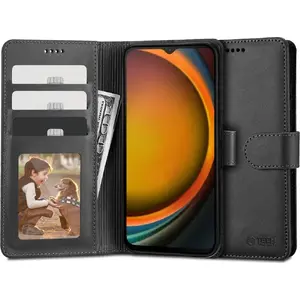 Phone wallet case Tech-Protect Galaxy XCover 7 Black — protective wallet cover for Samsung Galaxy XCover 7