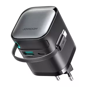 Зарядное устройство Joyroom JR-TCL02 65W USB-A и USB-C с встроенным кабелем USB-C, черное