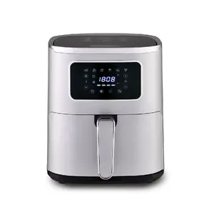 Фритюрница‑аэрогриль HEINRICH'S HFR 8216 — 5 л, 1450 Вт, сенсорное управление, LED‑дисплей, серебристая, отдельно стоящая