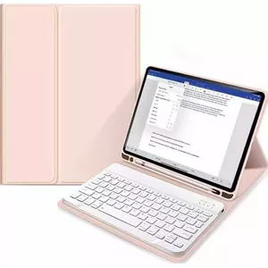 Tablet case with SC Pen holder and detachable keyboard, Tech-Protect for Apple iPad 10.9 (2022), pink