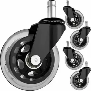 Office chair caster wheels Malatec 22077 set of 5 for swivel chairs, replacement castors