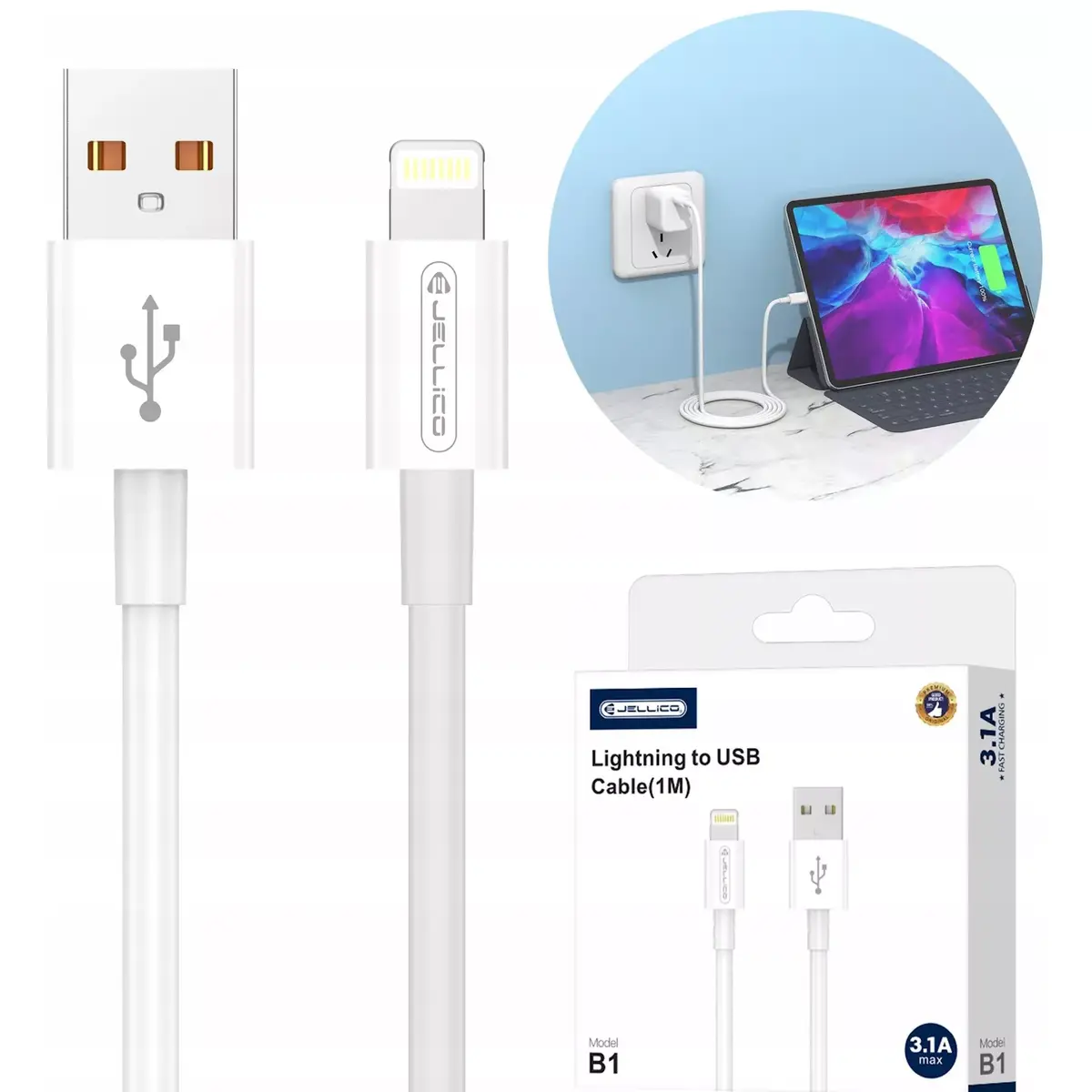 Кабель Jellico B1 Lightning — USB 20 Вт 1 м Photo 4