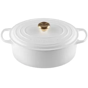 Чугунный овальный сотейник Le Creuset 31 см, 6,3 л, белый