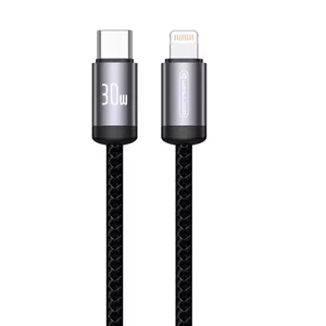 Lādēšanas kabelis USB-C uz Lightning Jellico B27 30 W 1 m austs kokvilnas melns