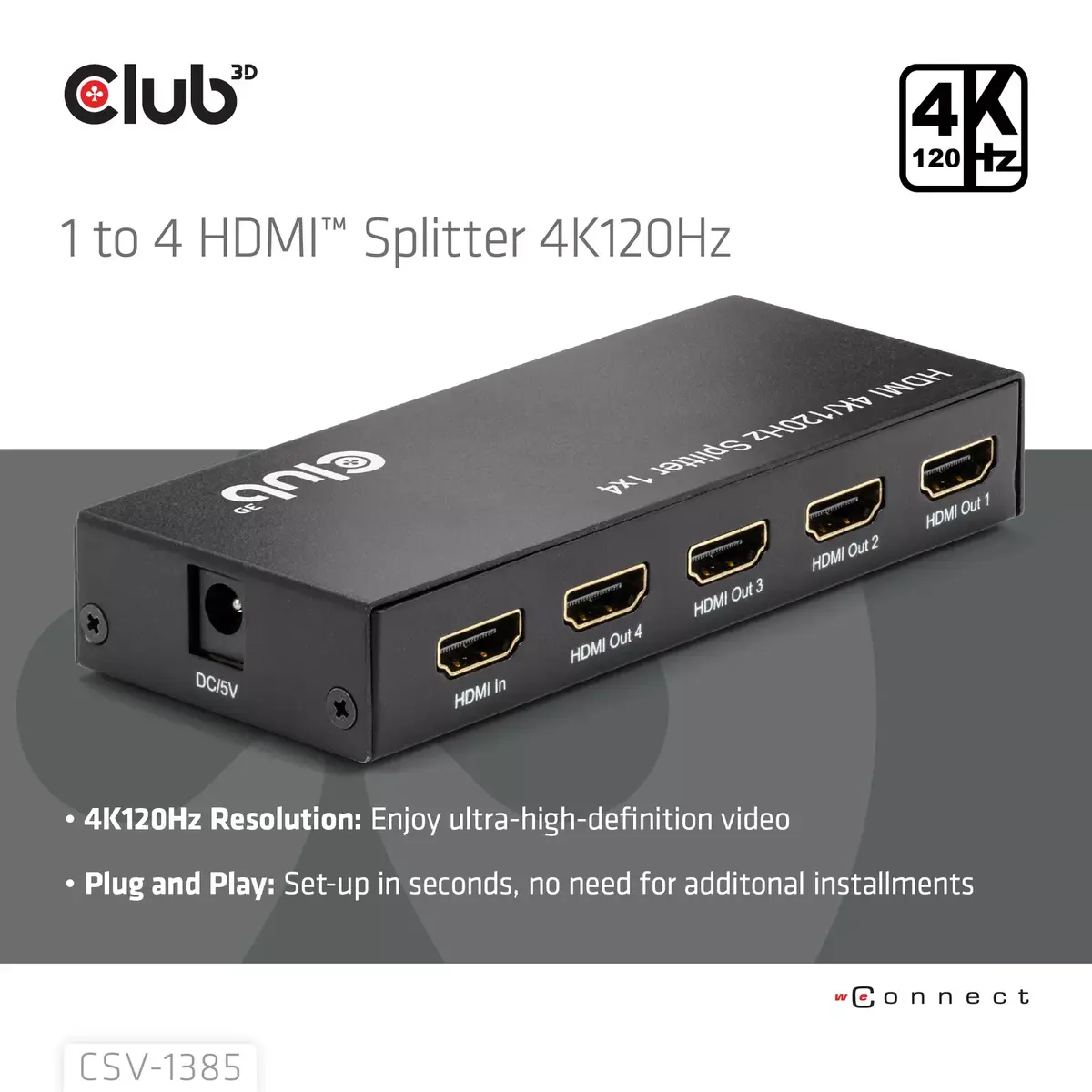 HDMI сплиттер CLUB3D 1 к 4 4K120Hz Photo 2