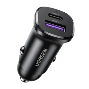 Ugreen EC305 Automašīnas lādētājs USB-C un USB 30W melns