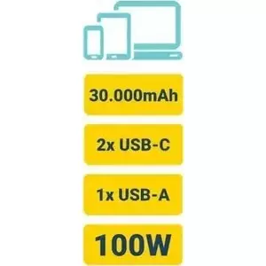 Powerbank PLATINET PMPB30DL301B 30000mAh Black portable battery pack