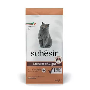 Сухой корм для кошек Agras Pet Foods SCHESIR Adult Sterilized & Light курица 10 кг, белок 35%, жир 10.5%