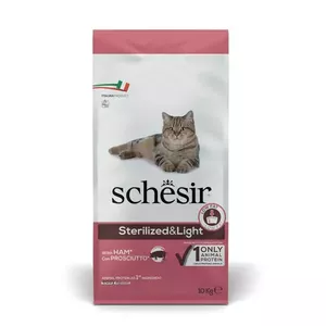 Сухой корм для кошек Agras Pet Foods Schesir Adult Sterilized & Light с ветчиной, 10 кг, белок 35%, жир 10.5%
