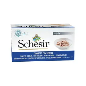 Wet cat food Agras Pet Foods Schesir Tuna with sea bass in jelly, 6×50 g (300 g), adult